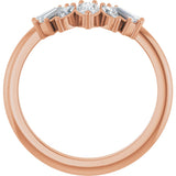 14K Gold Pear Natural Diamond Accented Contour Band – 4.5x3mm - Rose Gold - view 2