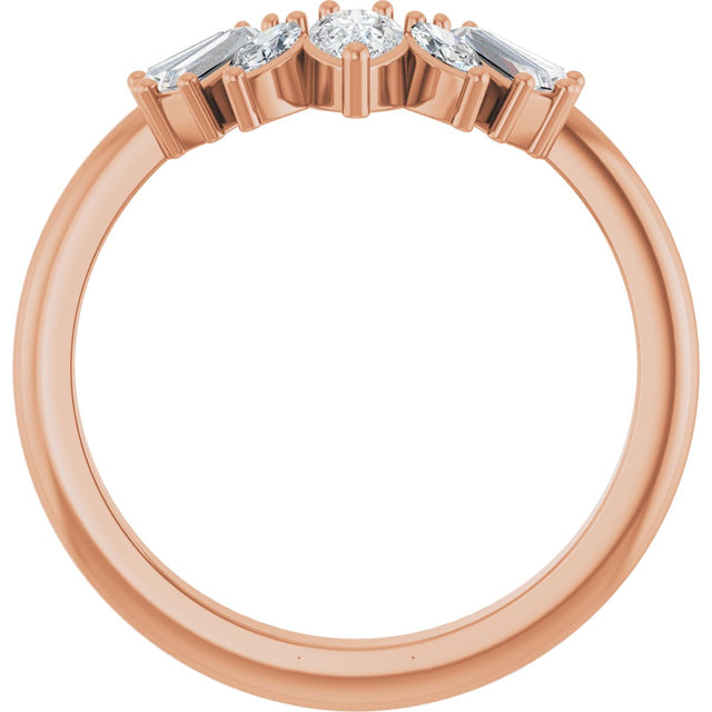 14K Gold Pear Natural Diamond Accented Contour Band – 4.5x3mm - Rose Gold - view 2
