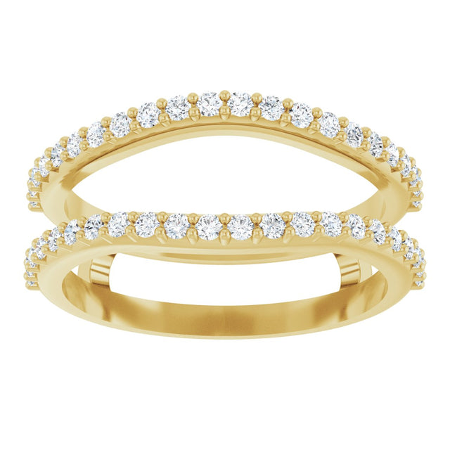 14K Gold Round Natural Diamond Ring Guard – 1.2mm Stones - Yellow Gold - view 3