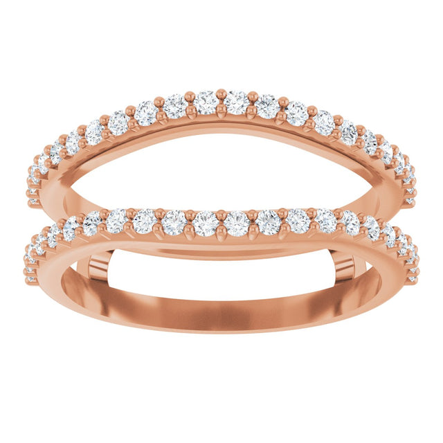 14K Gold Round Natural Diamond Ring Guard – 1.2mm Stones - Rose Gold - view 3