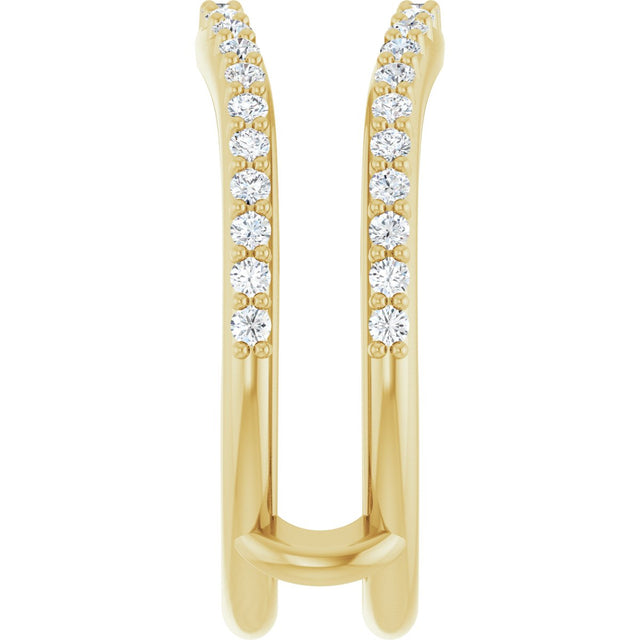 14K Gold Round Natural Diamond Ring Guard – 1.2mm Stones - Yellow Gold - view 4