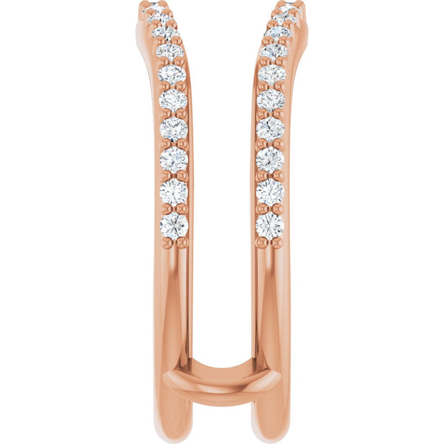 14K Gold Round Natural Diamond Ring Guard – 1.2mm Stones - Rose Gold - view 4