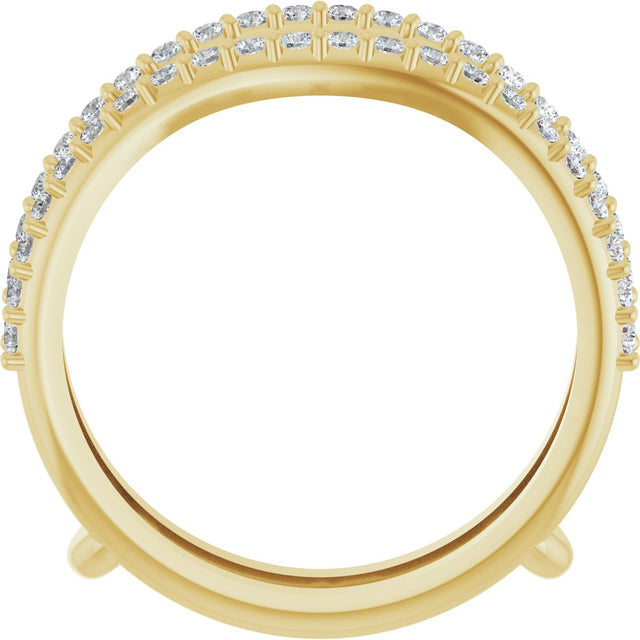 14K Gold Round Natural Diamond Ring Guard – 1.2mm Stones - Yellow Gold - view 2
