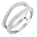 14K Gold Round Lab-Grown Diamond Ring Guard – 1.2mm Stones - White Gold