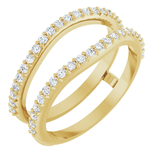 14K Gold Round Natural Diamond Ring Guard – 1.2mm Stones - Yellow Gold