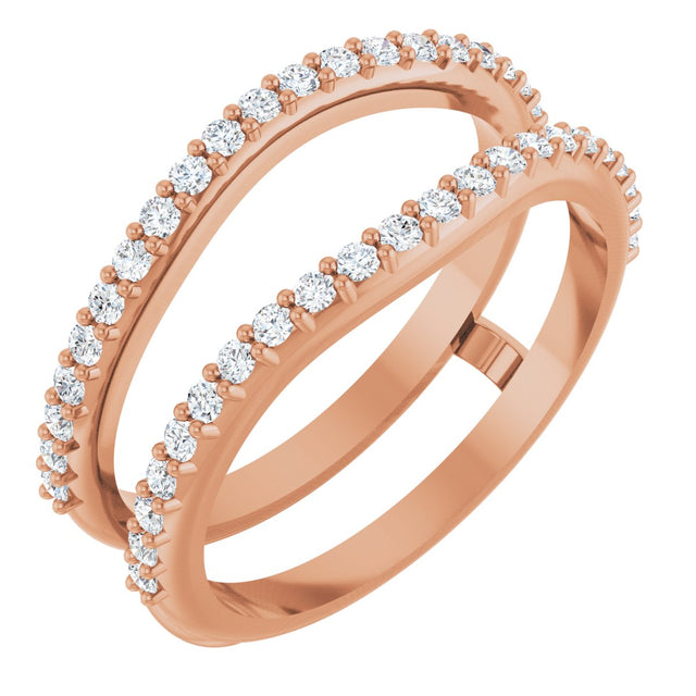 14K Gold Round Natural Diamond Ring Guard – 1.2mm Stones - Rose Gold