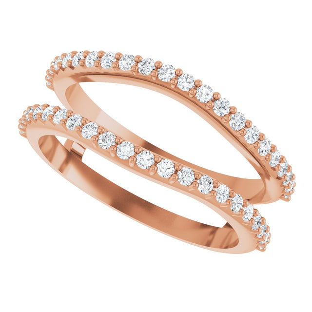 14K Gold Round Natural Diamond Ring Guard – 1.2mm Stones - Rose Gold - view 5