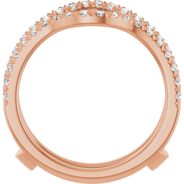 14K Gold Round Lab-Grown Diamond French-Set Ring Guard - Rose Gold - view 2