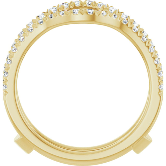 14K Gold Round Lab-Grown Diamond French-Set Ring Guard - Yellow Gold - view 2