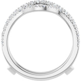 Platinum Round Natural Diamond French-Set Ring Guard - view 2