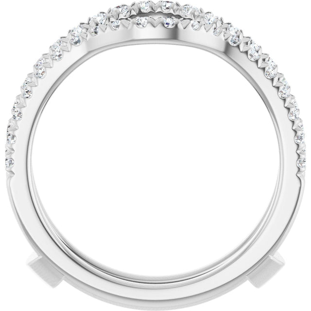 Platinum Round Natural Diamond French-Set Ring Guard - view 2