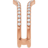 14K Gold Round Lab-Grown Diamond French-Set Ring Guard - Rose Gold - view 4