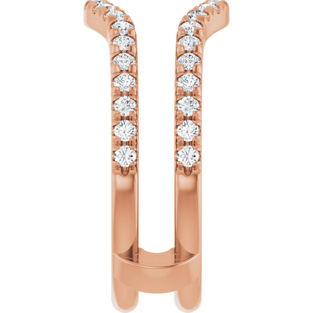 14K Gold Round Lab-Grown Diamond French-Set Ring Guard - Rose Gold - view 4