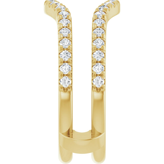14K Gold Round Lab-Grown Diamond French-Set Ring Guard - Yellow Gold - view 4