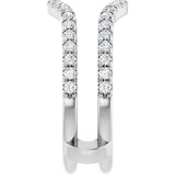 Platinum Round Natural Diamond French-Set Ring Guard - view 4