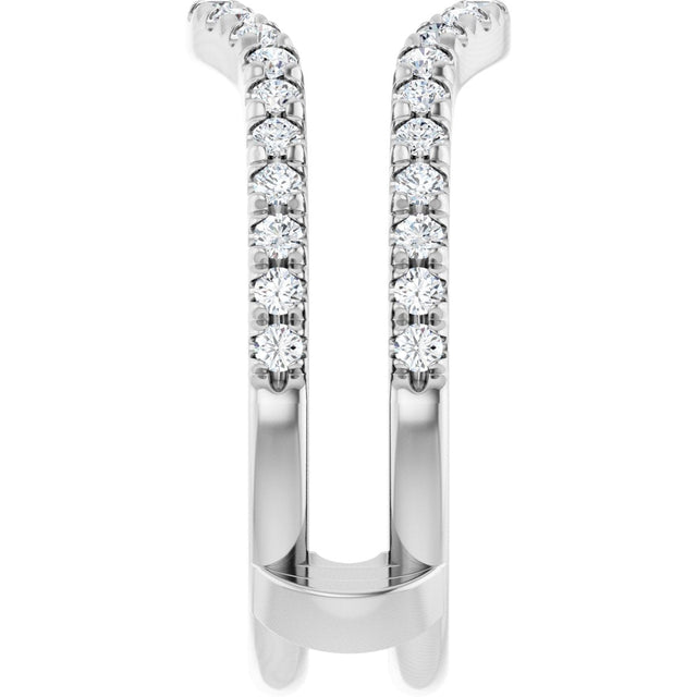 Platinum Round Natural Diamond French-Set Ring Guard - view 4