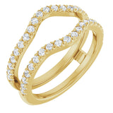 14K Gold Round Natural Diamond French-Set Ring Guard - Yellow Gold