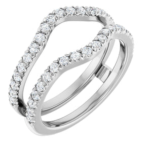 Platinum Round Natural Diamond French-Set Ring Guard