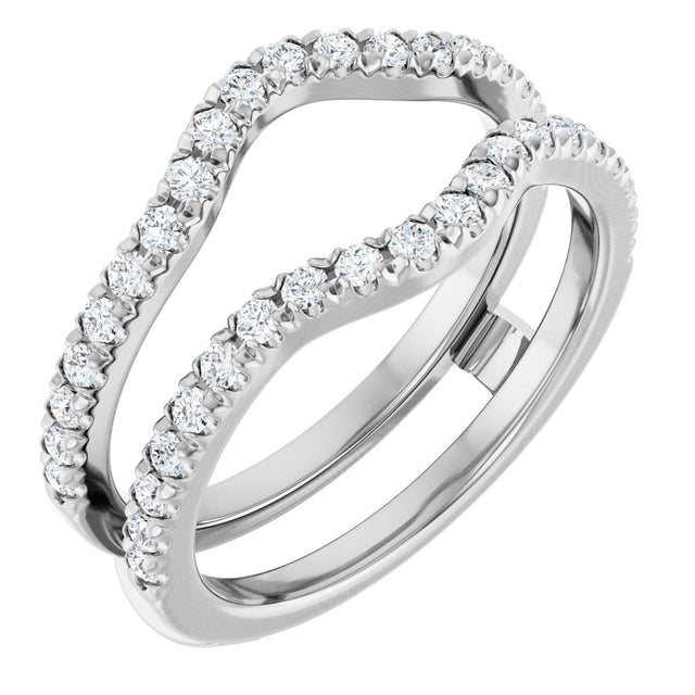 14K Gold Round Lab-Grown Diamond French-Set Ring Guard - White Gold
