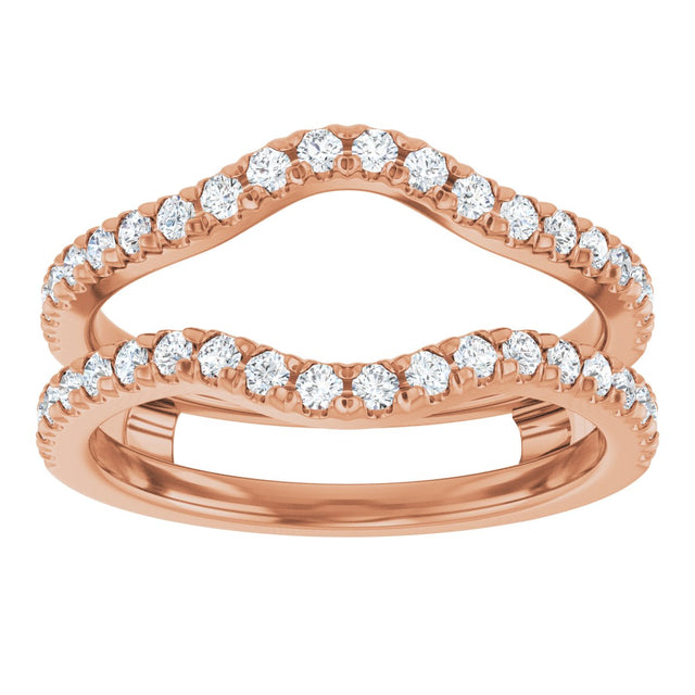 14K Gold Round Lab-Grown Diamond French-Set Ring Guard - Rose Gold - view 3