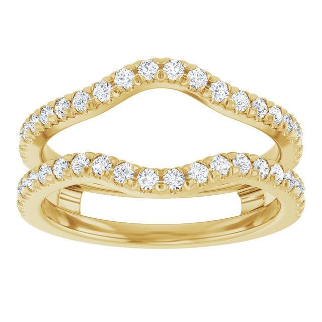 14K Gold Round Natural Diamond French-Set Ring Guard - Yellow Gold - view 3