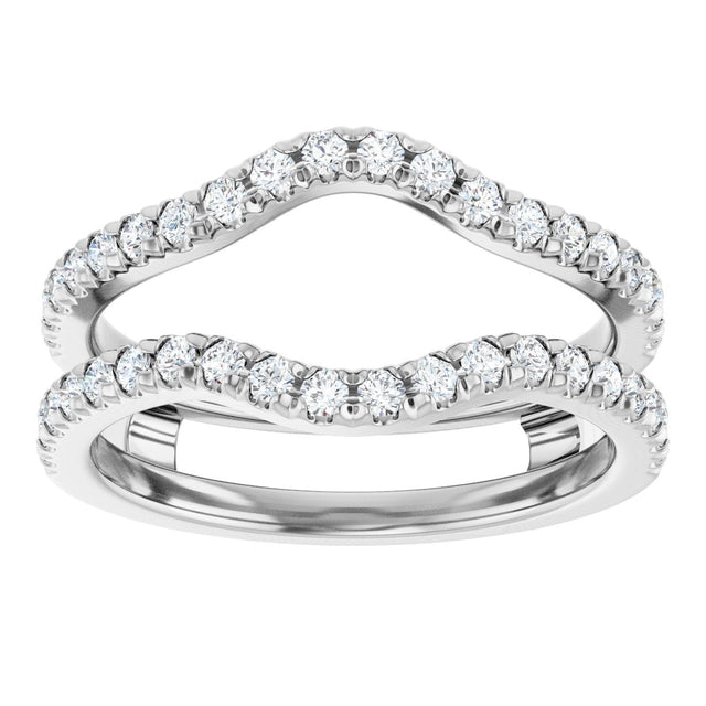 Platinum Round Natural Diamond French-Set Ring Guard - view 3