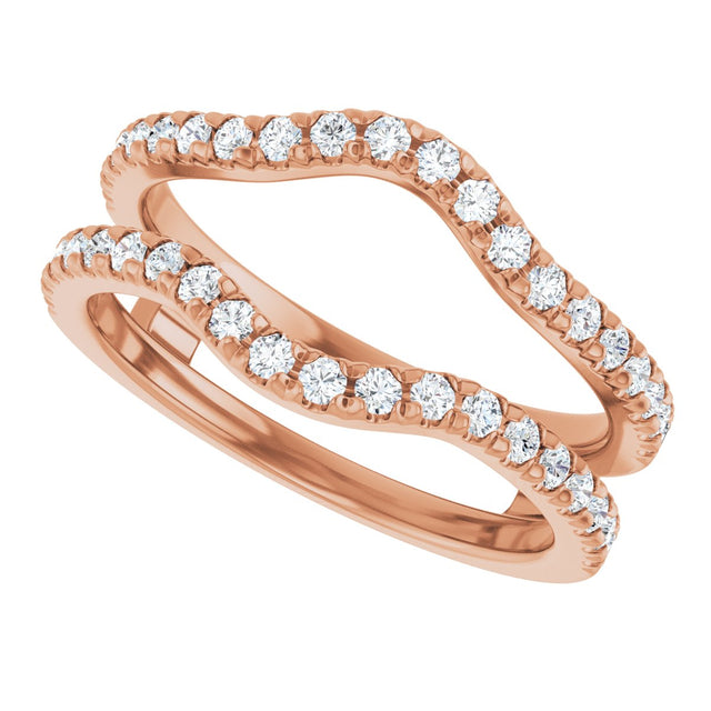 14K Gold Round Lab-Grown Diamond French-Set Ring Guard - Rose Gold - view 5
