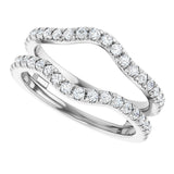Platinum Round Natural Diamond French-Set Ring Guard - view 5