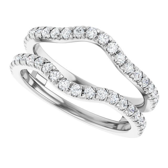 Platinum Round Natural Diamond French-Set Ring Guard - view 5