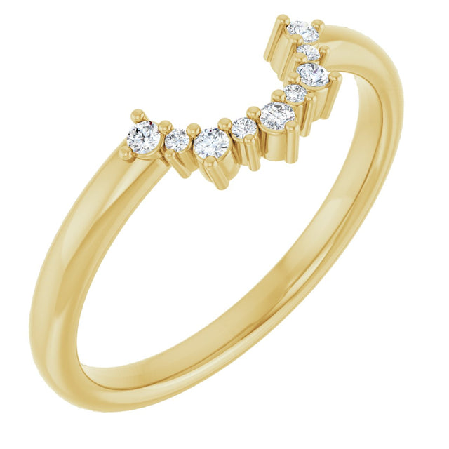 14K Gold Round Natural Diamond Contour Band IV - Yellow Gold