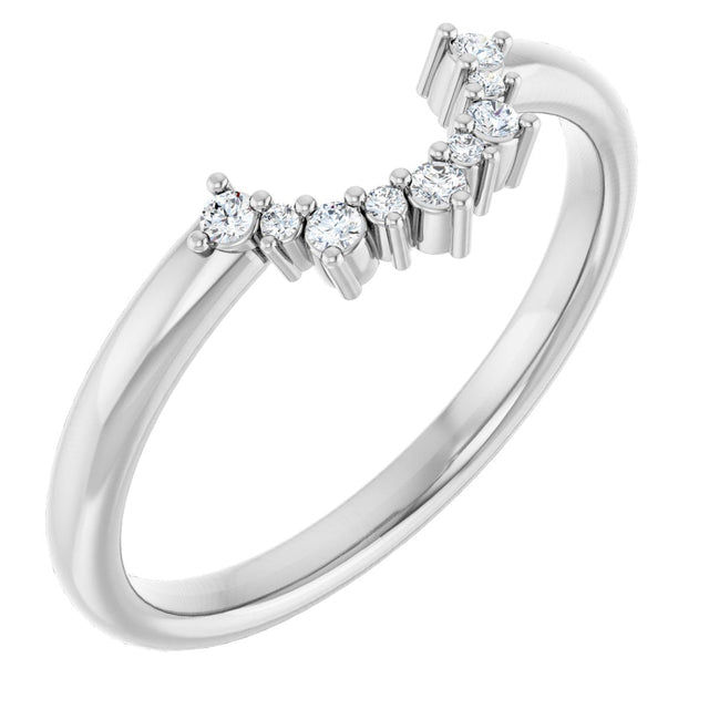 14K Gold Round Natural Diamond Contour Band IV - White Gold