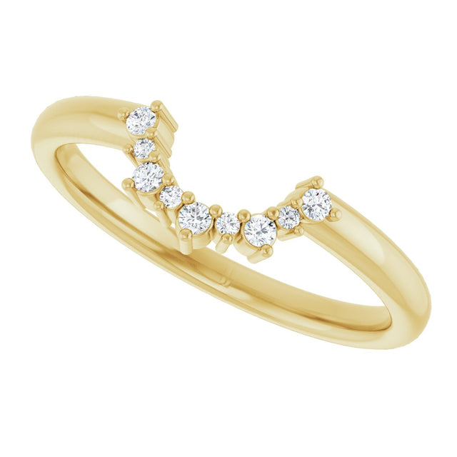 14K Gold Round Natural Diamond Contour Band IV - Yellow Gold - view 5