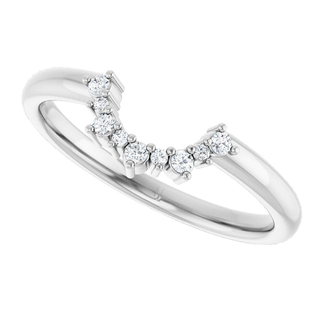 14K Gold Round Natural Diamond Contour Band IV - White Gold - view 5