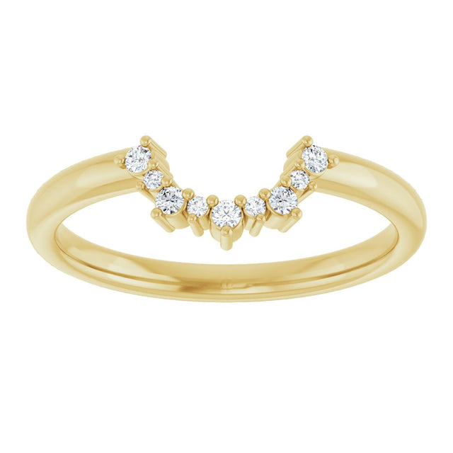 14K Gold Round Natural Diamond Contour Band IV - Yellow Gold - view 3