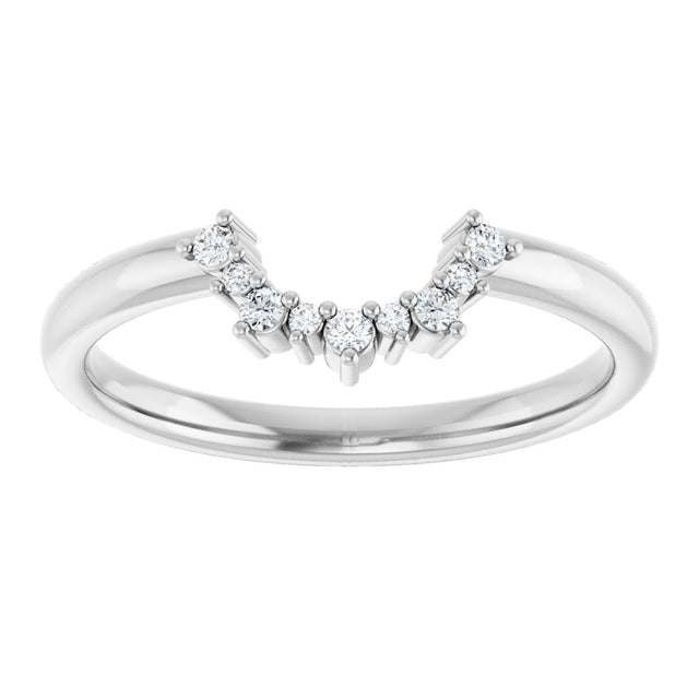14K Gold Round Natural Diamond Contour Band IV - White Gold - view 3