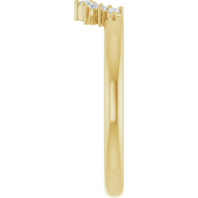 14K Gold Round Natural Diamond Contour Band IV - Yellow Gold - view 4
