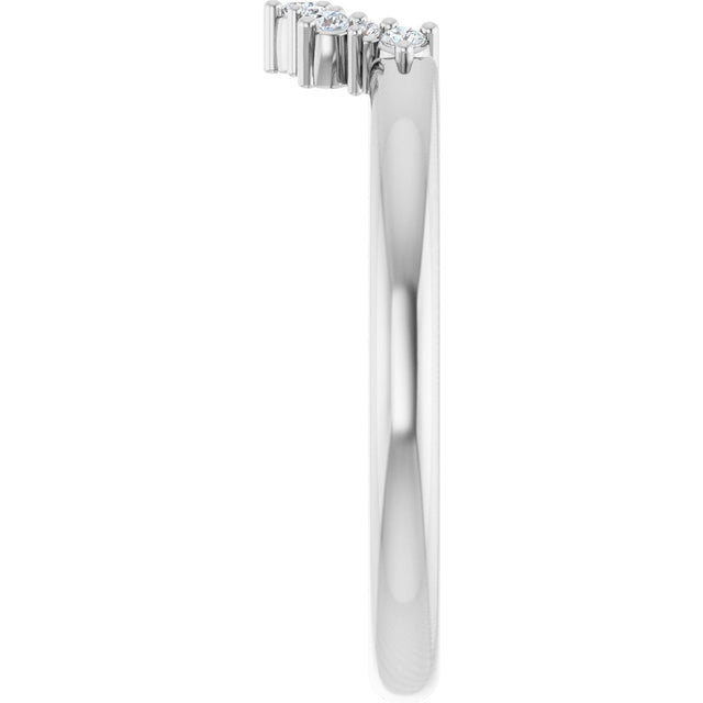 14K Gold Round Natural Diamond Contour Band IV - White Gold - view 4