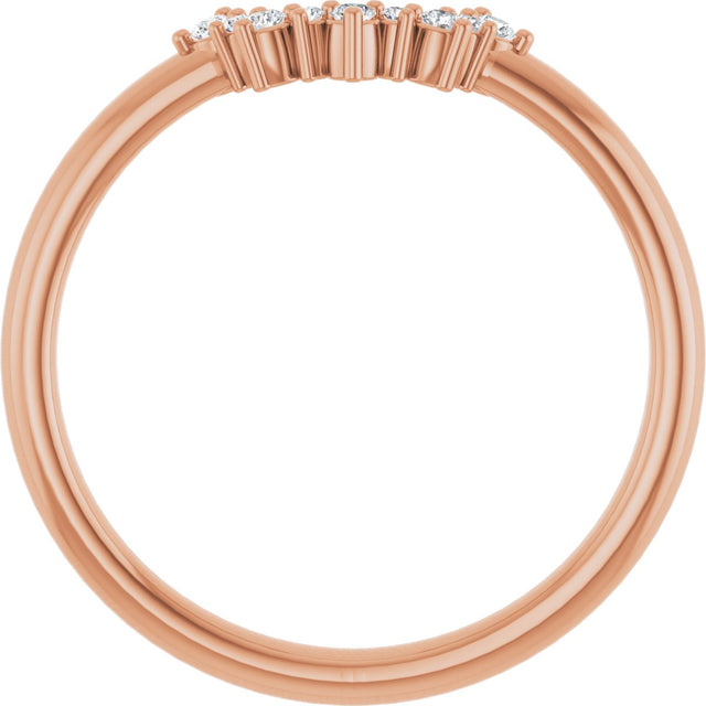 14K Gold Round Natural Diamond Contour Band IV - Rose Gold - view 2