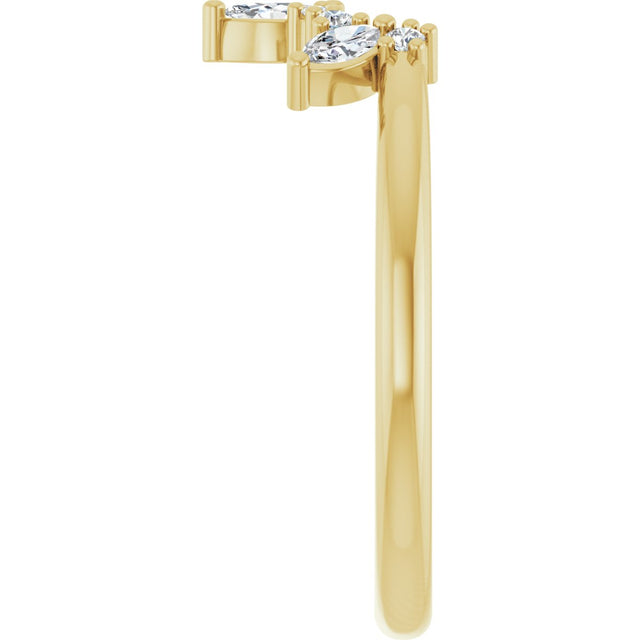 14K Gold Natural Diamond Accented Contour Band - Yellow Gold - view 4