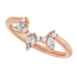 14K Gold Natural Diamond Accented Contour Band - Rose Gold - view 5