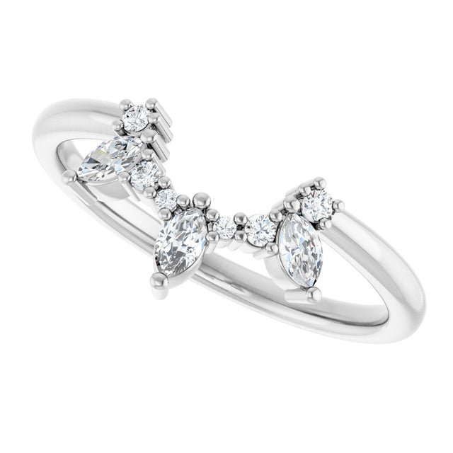 14K Gold Natural Diamond Accented Contour Band - White Gold - view 5