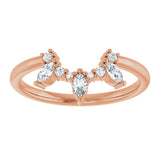 14K Gold Natural Diamond Accented Contour Band - Rose Gold - view 3