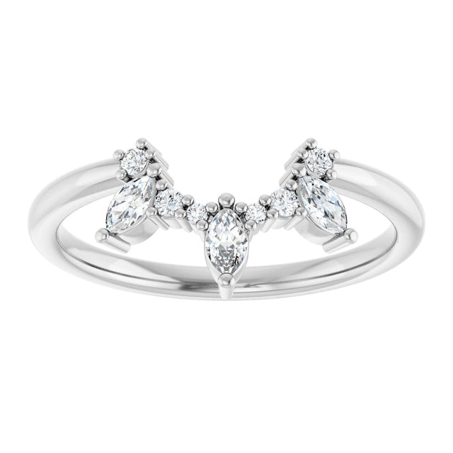 Platinum Natural Diamond Accented Contour Band - view 3