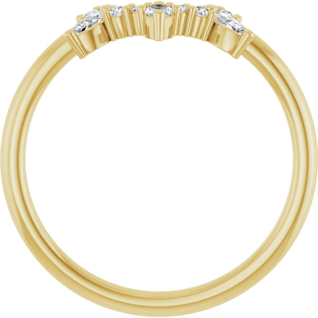14K Gold Natural Diamond Accented Contour Band - Yellow Gold - view 2