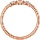 14K Gold Natural Diamond Accented Contour Band - Rose Gold - view 2