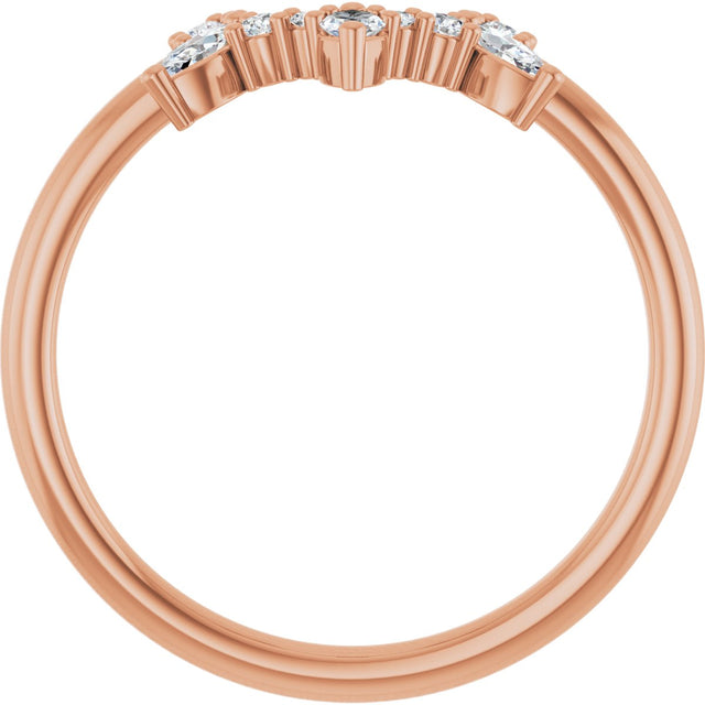 14K Gold Natural Diamond Accented Contour Band - Rose Gold - view 2