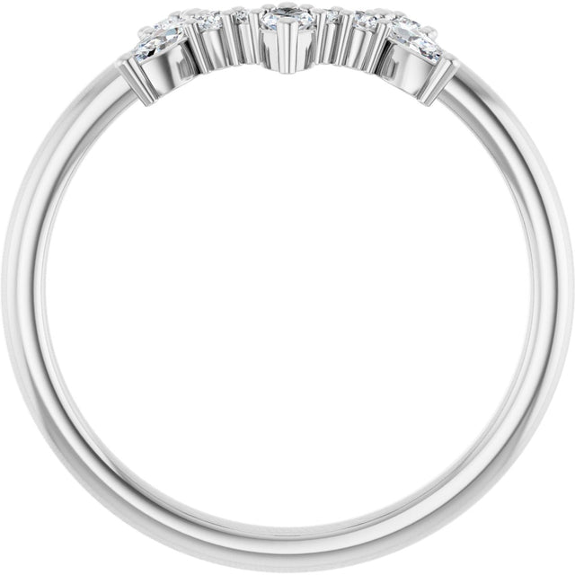 Platinum Natural Diamond Accented Contour Band - view 2