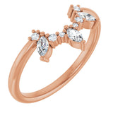 14K Gold Natural Diamond Accented Contour Band - Rose Gold