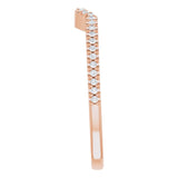 14K Gold Round Natural Diamond Accented Contour Band – 1mm Stones - Rose Gold - view 4