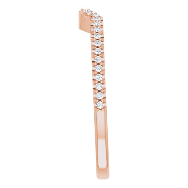 14K Gold Round Natural Diamond Accented Contour Band – 1mm Stones - Rose Gold - view 4